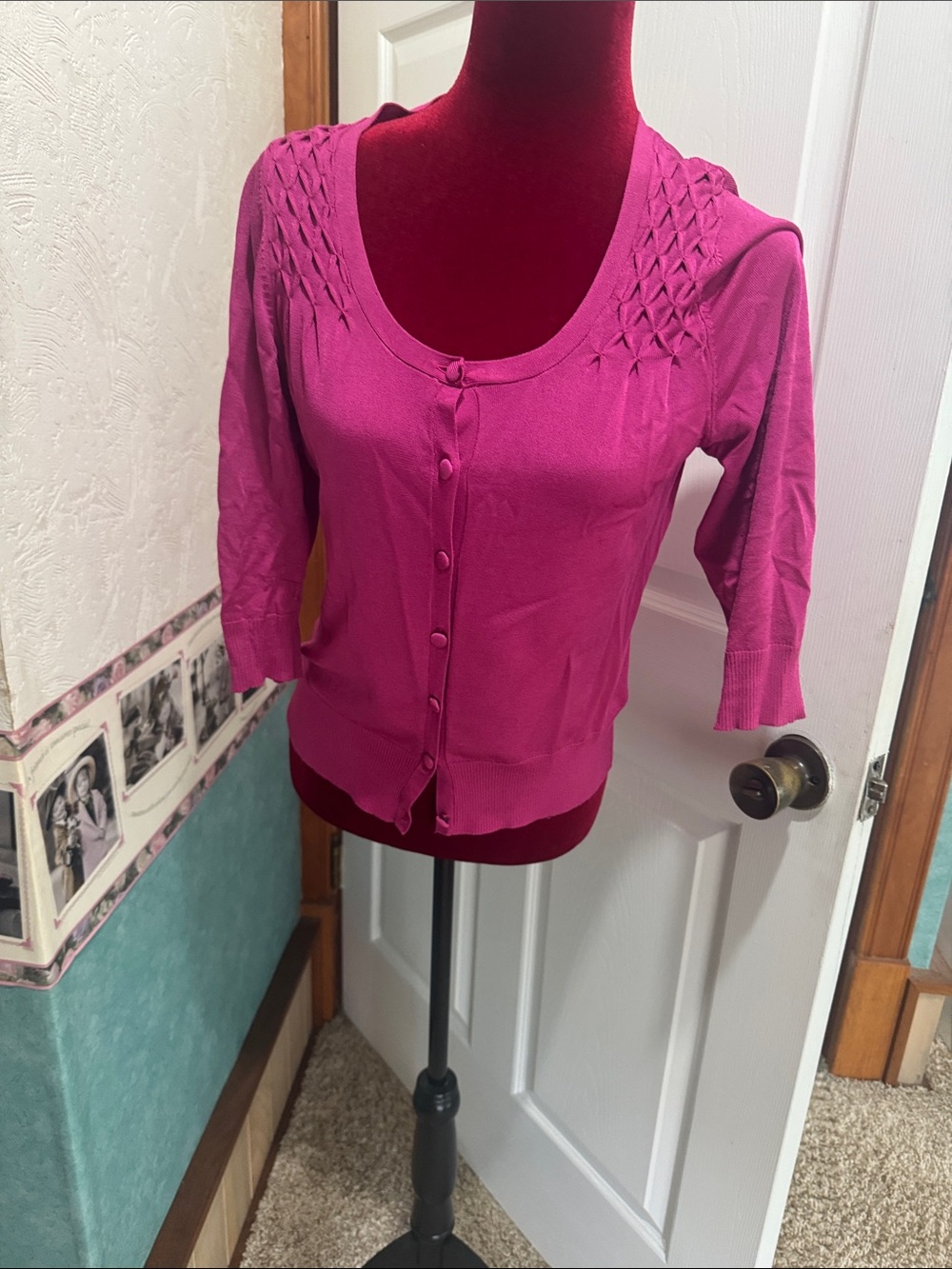 Relatively Women's Pink Button-Front Knit Cardigan
